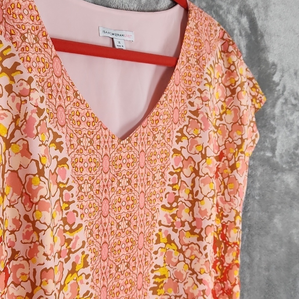 IzaacMizarahi Pink and orange print dress. - Picture 5 of 13